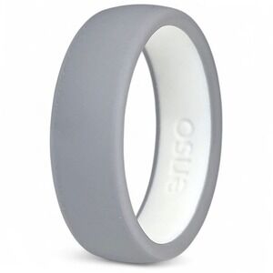 Enso Rings Dualtone Silicone RIng in Gray/White - Size 10